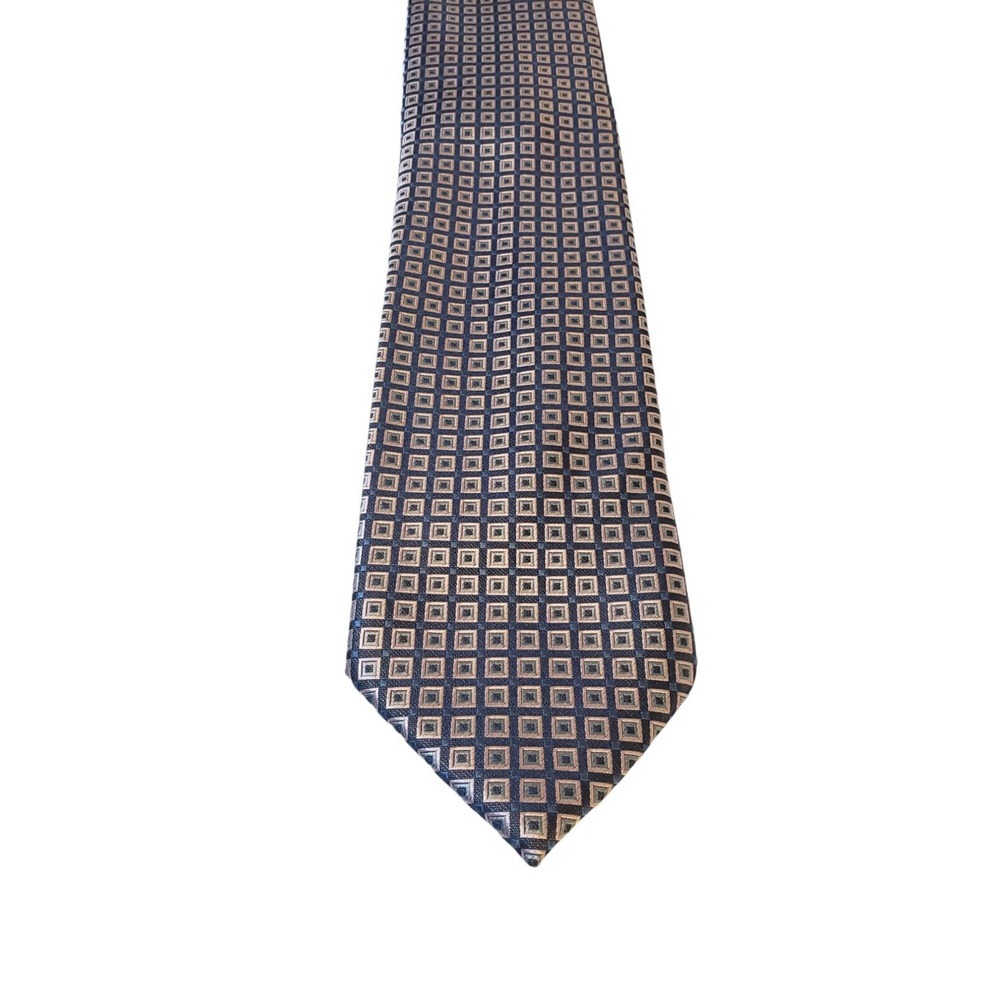 Bergamo New York Luxury Neck Tie Geometric Gray Blue Pointed Casual Business Men